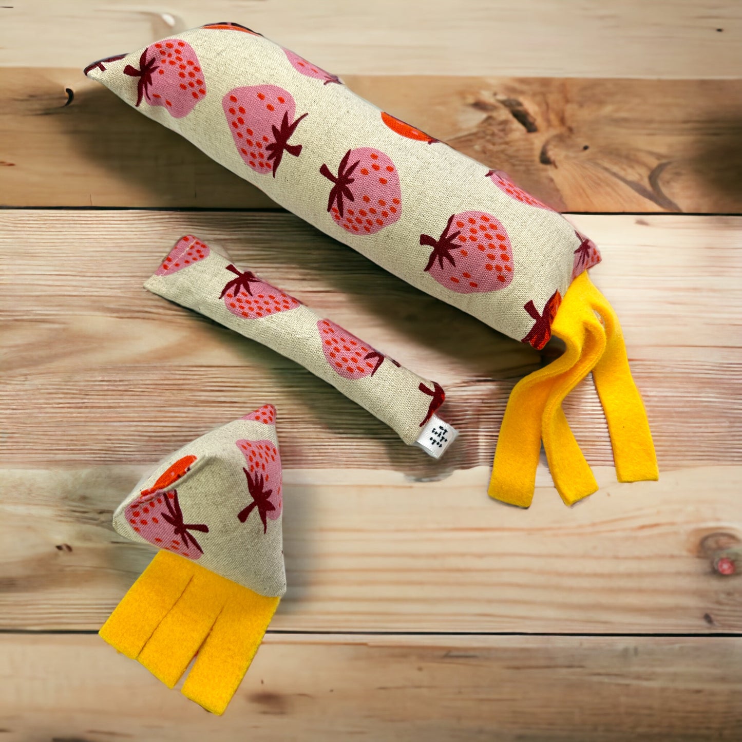 Tan Strawberry Handcrafted Cat Toys