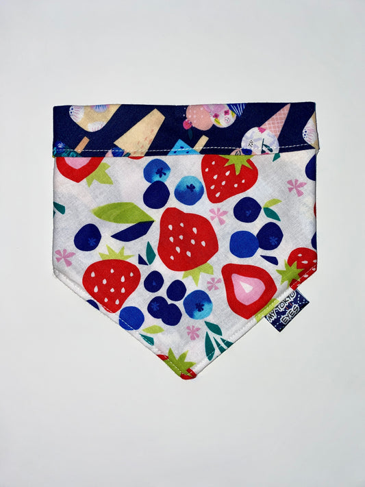 Berries and Cream Double-Sided Pet Bandana LAST CHANCE