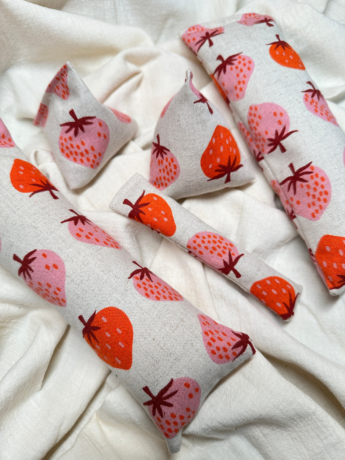 Tan Strawberry Handcrafted Cat Toys
